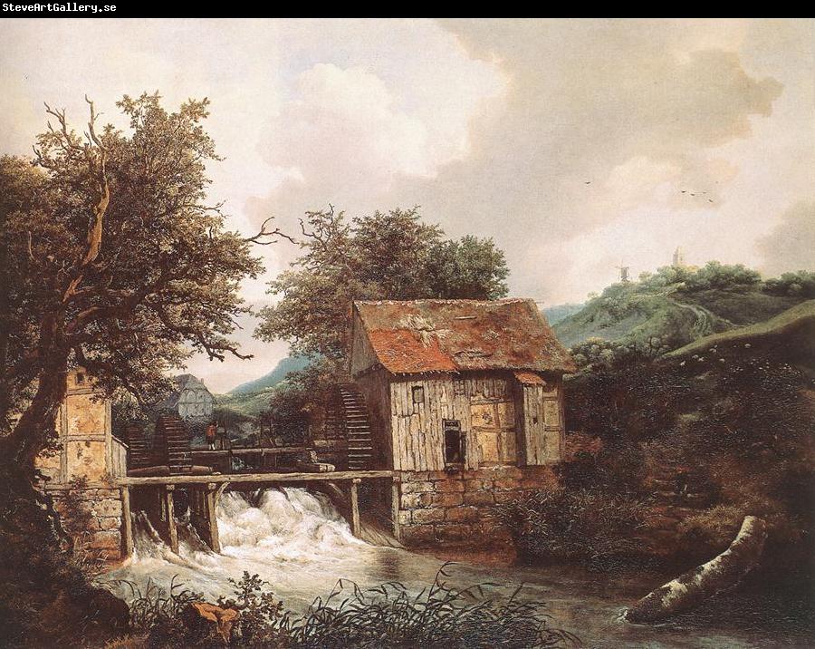 Jacob van Ruisdael Two Watermills and an Open Sluice near Singraven